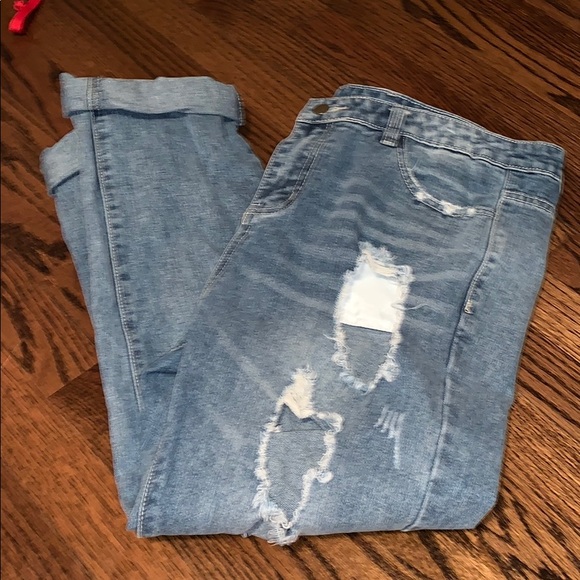 Ripped/Cuffed Mom Jeans - Picture 2 of 5